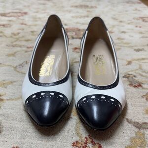 Salvatore Ferragamo Women's navy and White Heels